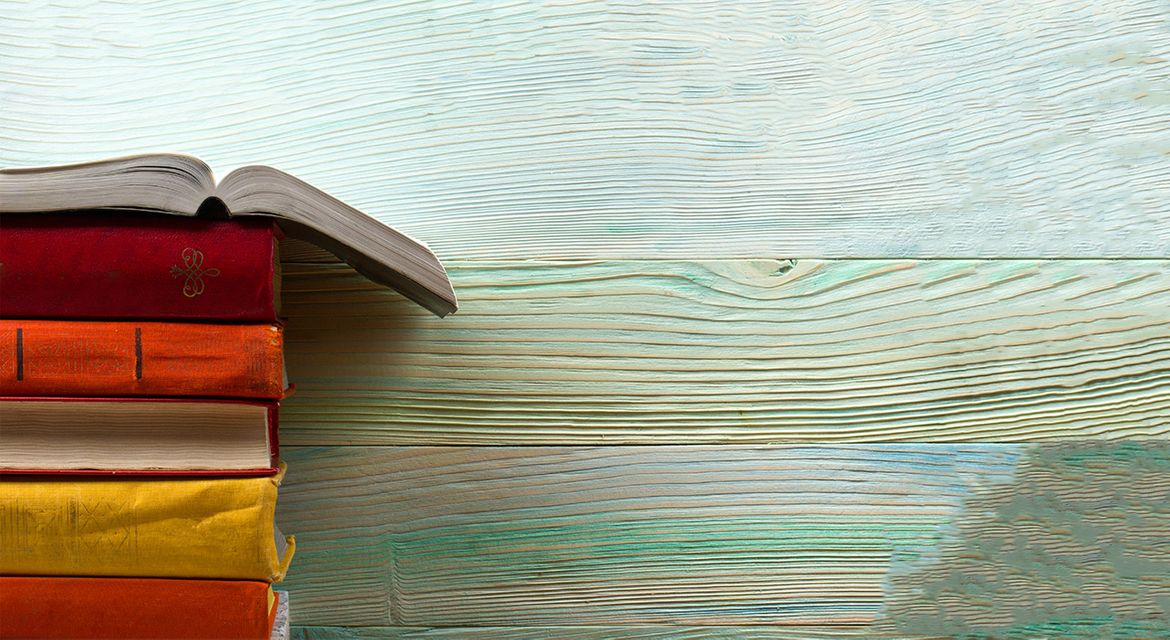 Blue wood with books
