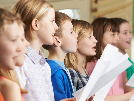 Kids singing at church